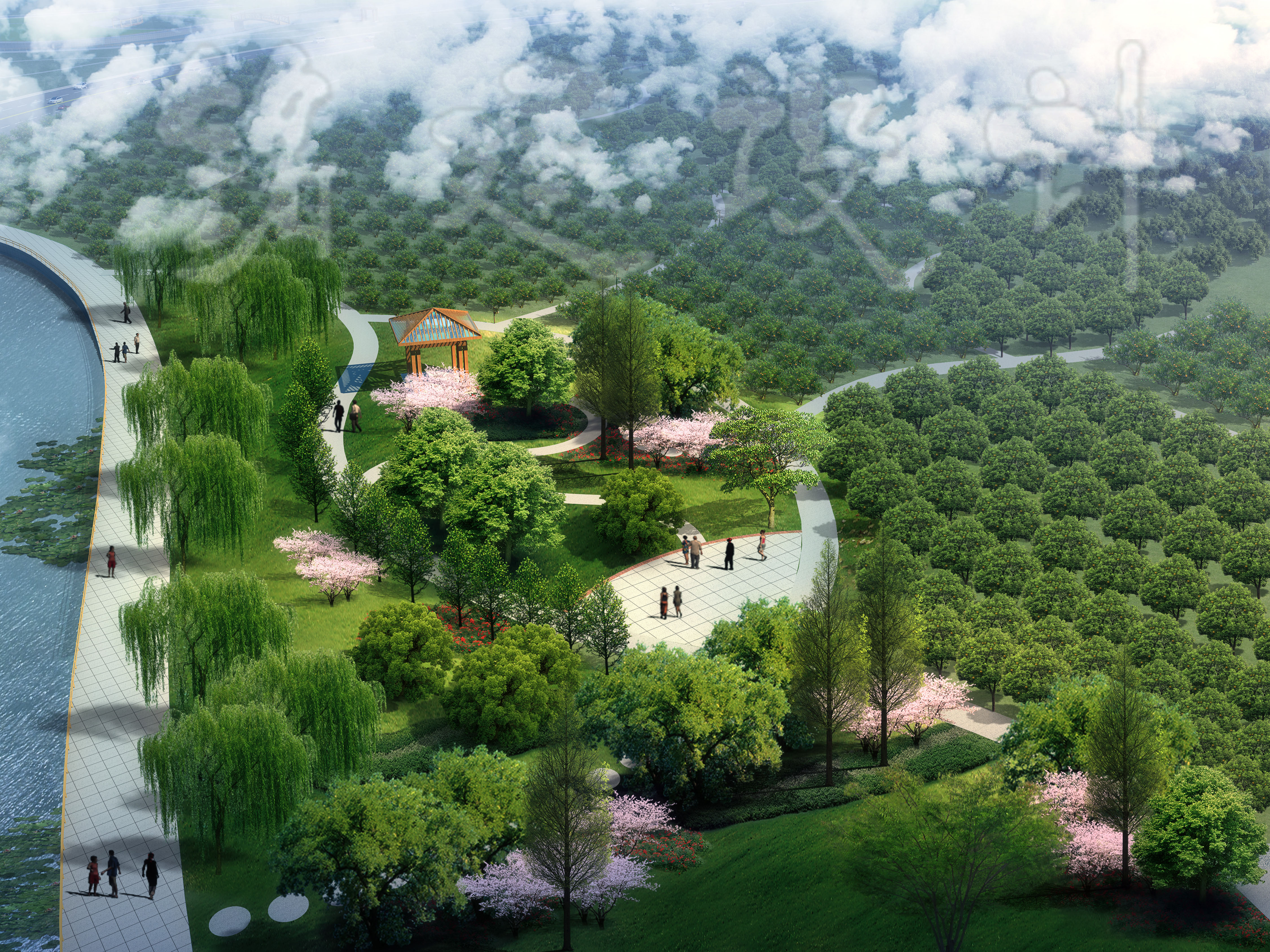 云南省富宁县者桑乡景观广场,步行街,沿河景观设计图片